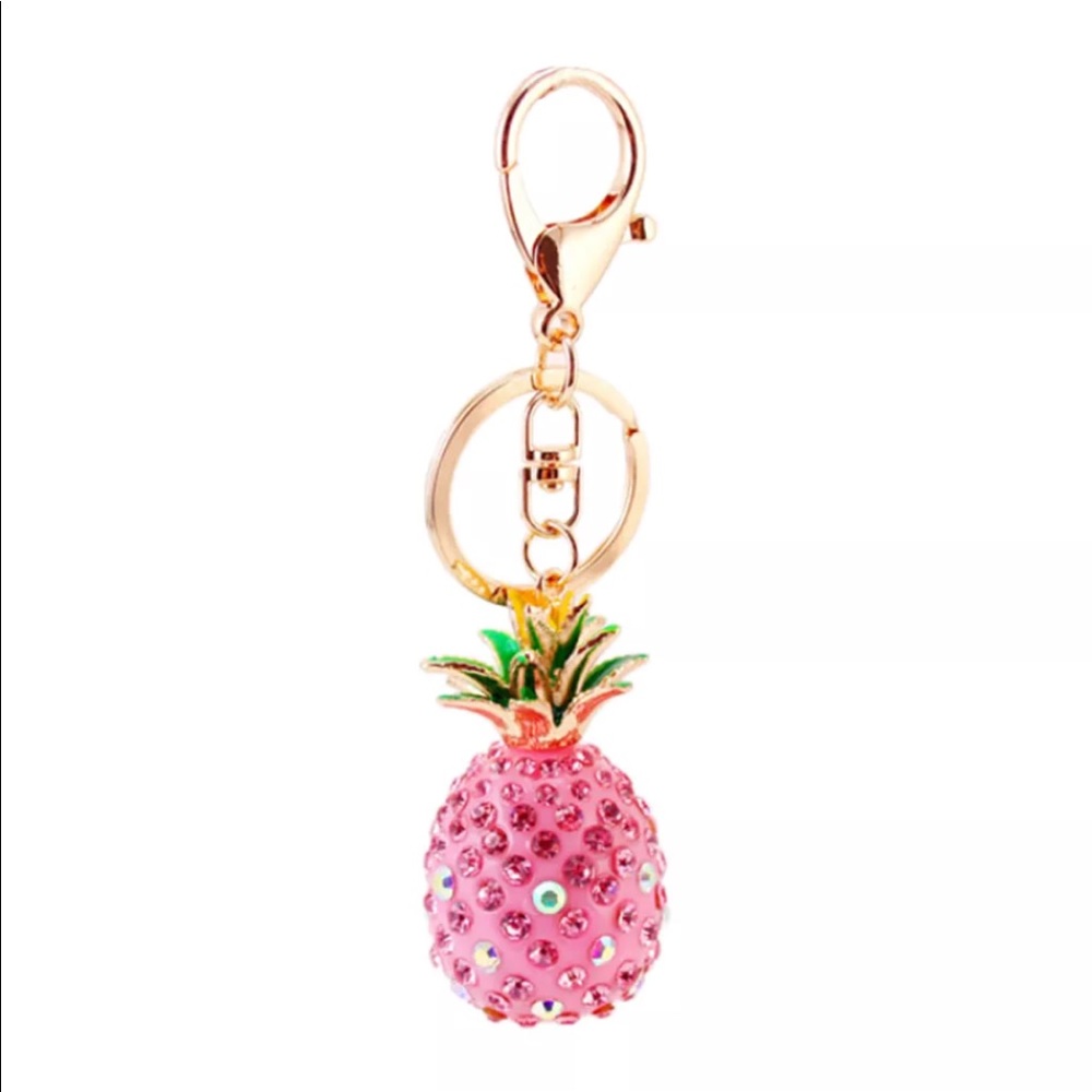 Pink Pineapple Glitzy PurseCharm KeyChain NWT New